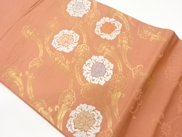 JAPANESE NAGOYA OBI / WOVEN FLOWER ARABESQUE